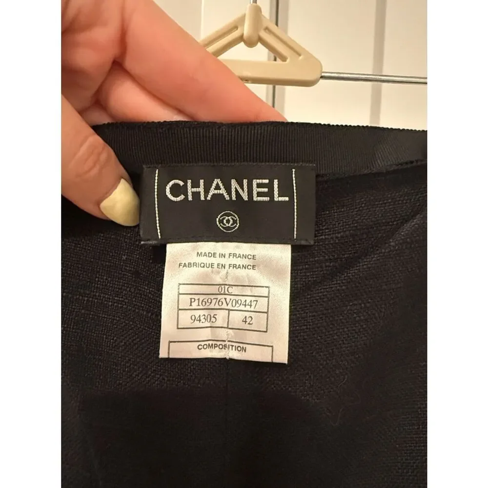 CHANEL Black Silk Pant with Signature Label